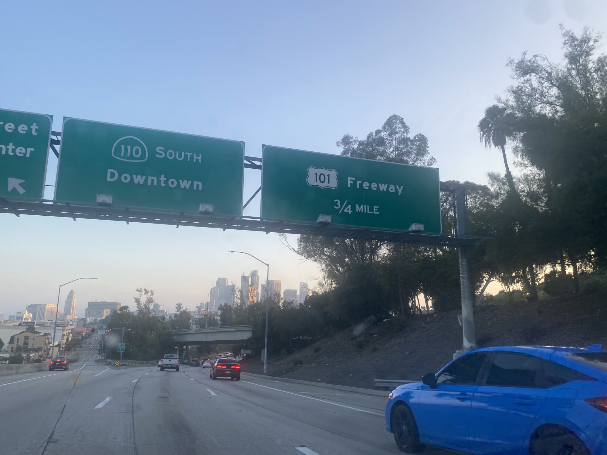 Hwy 110 near Echo Park traffic heading into Downtown LA