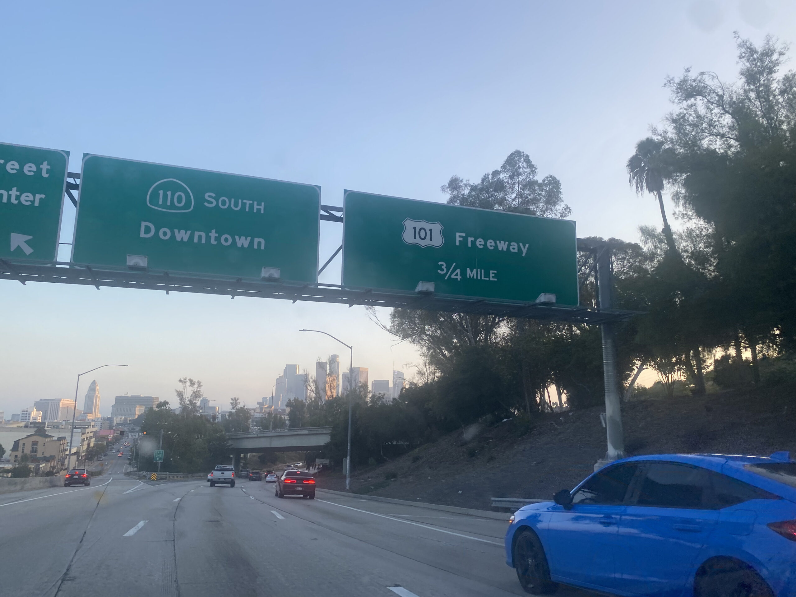 Hwy 110 near Echo Park traffic heading into Downtown LA